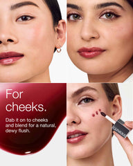 clinique pop™ lip + cheek oil in black honey, pink honey and nude honey