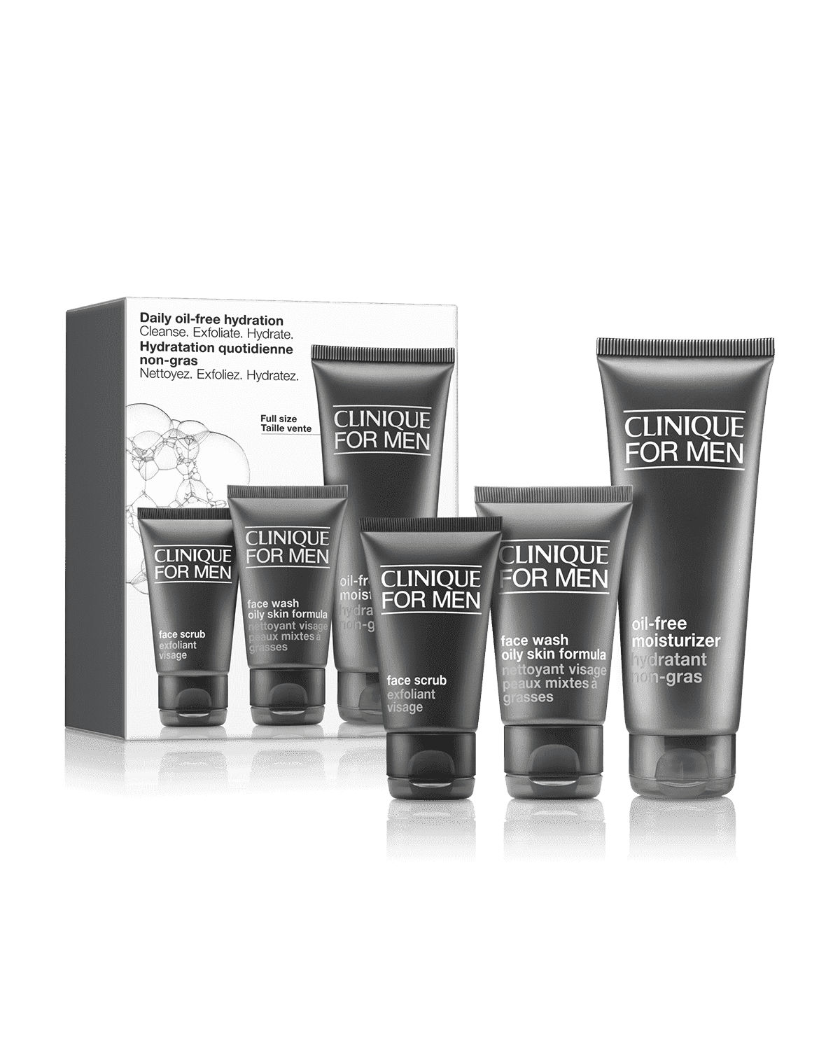 daily oil-free hydration set: cleanse. exfoliate. hydrate