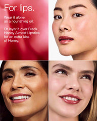 clinique pop™ lip + cheek oil in black honey, pink honey and nude honey